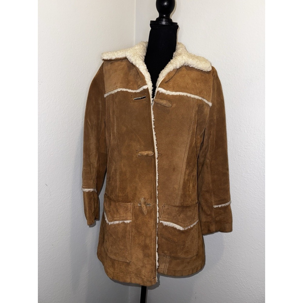 Vintage Women's Pioneer Wear Leather & Sherpa Western Style Coat Size‎ 14